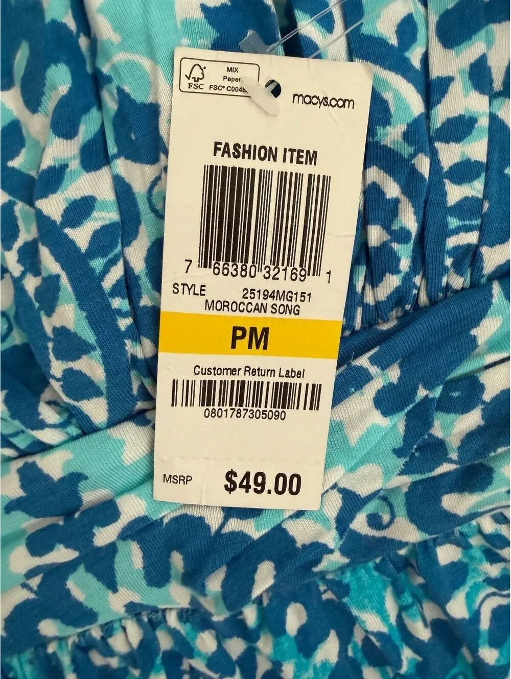 Style and Co. Macy's NEW Sundress Size PM MP Medium Petite Abstract Blue Casual